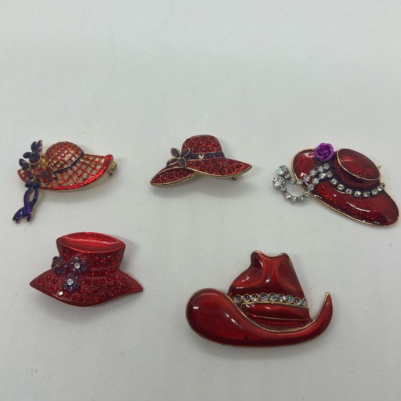 Red hat society vintage brooch bundle